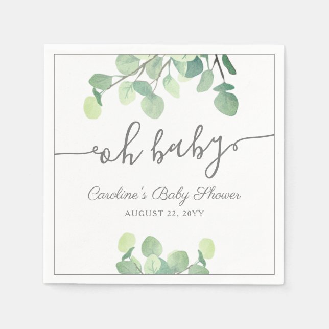 Servilleta De Papel Eucalyptus Baby Shower (Anverso)