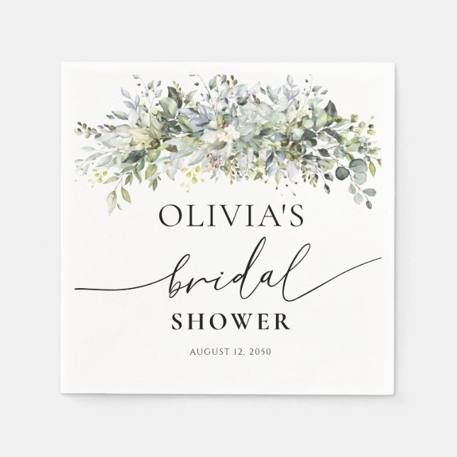 Servilleta De Papel Eucalyptus Boda Floral Ceremonia Napkin (Anverso)