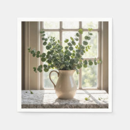 Servilleta De Papel Eucalyptus Bouquet On Lace Tablecloth