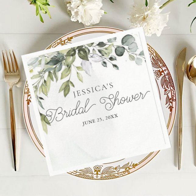 Servilleta De Papel Eucalyptus Bridal Shower Napkins (Subido por el creador)
