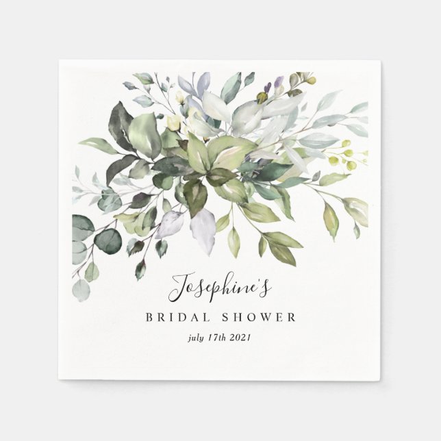 Servilleta De Papel Eucalyptus Bridal Shower Paper Napkin (Anverso)