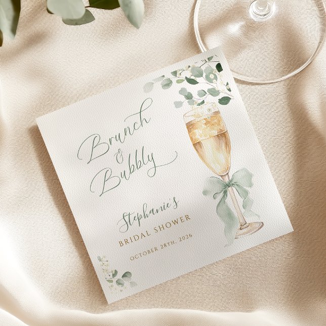 Servilleta De Papel Eucalyptus Champagne Bridal Shower (Subido por el creador)