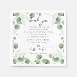Servilleta De Papel Eucalyptus deja Boda Gracias mensaje