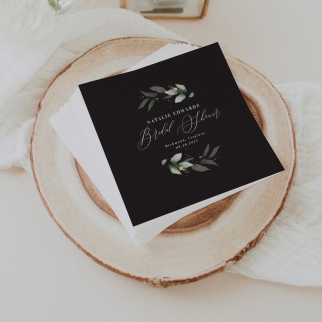 Servilleta De Papel Eucalyptus dorado negro elegante ducha de novia (Subido por el creador)