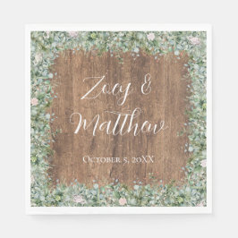 Servilleta De Papel Eucalyptus Dusty Rose Napkins | Greenery Floral