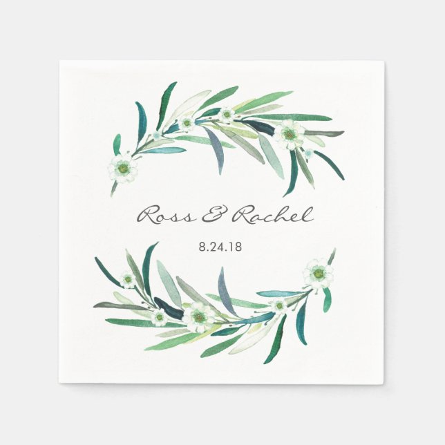 Servilleta De Papel Eucalyptus Floral Boda personalizado Napkin (Anverso)