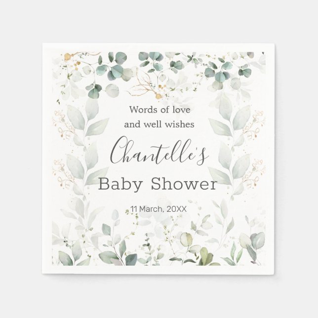 Servilleta De Papel Eucalyptus Foliage Baby Shower (Anverso)