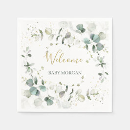 Servilleta De Papel Eucalyptus Foliage Baby Shower Napkins