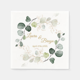 Servilleta De Papel Eucalyptus Foliage Gold deja Boda