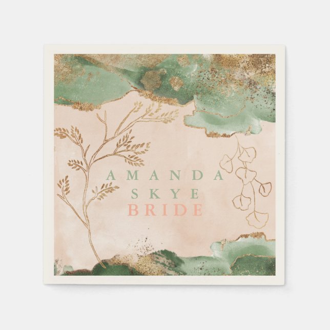 Servilleta De Papel Eucalyptus Gold Moss Resumen moderno (Anverso)