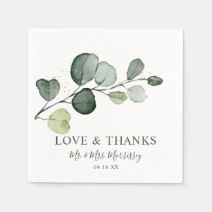 Servilleta De Papel Eucalyptus Gold Splatt Love and Gracias