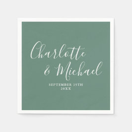 Servilleta De Papel Eucalyptus Green Elegant Modern Script Boda
