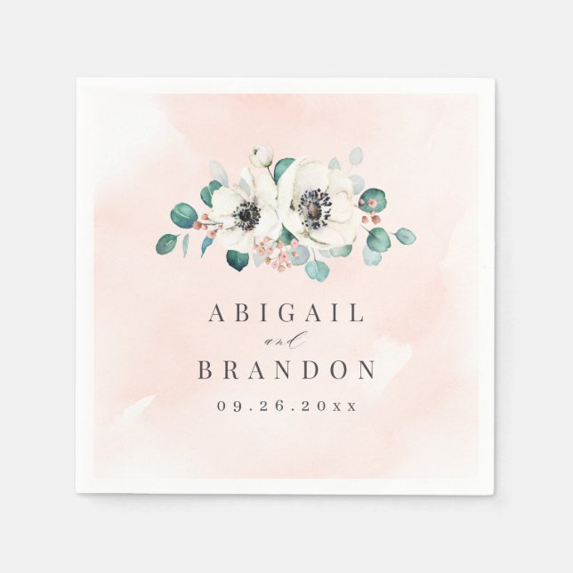 Servilleta De Papel Eucalyptus Greenery anemona boda rústico floral (Anverso)