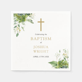Servilleta De Papel Eucalyptus Greenery Baptismo Floral Christening