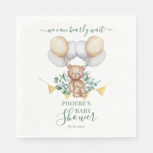 Servilleta De Papel Eucalyptus Greenery Bearly Wait Baby Shower Paper