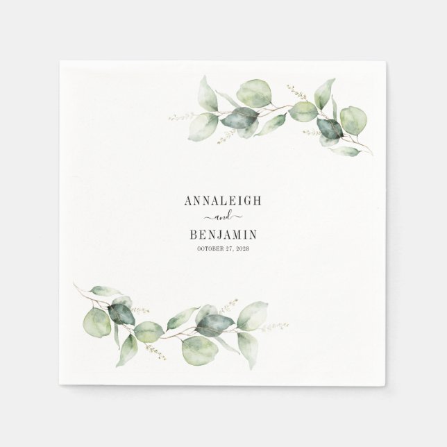 Servilleta De Papel Eucalyptus Greenery Boda Cocktail (Anverso)