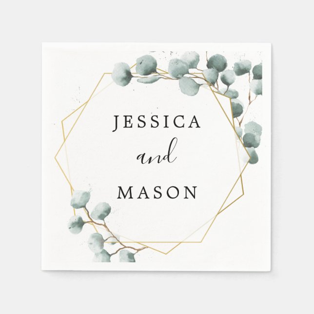 Servilleta De Papel Eucalyptus Greenery Boda Cocktail Napkin (Anverso)