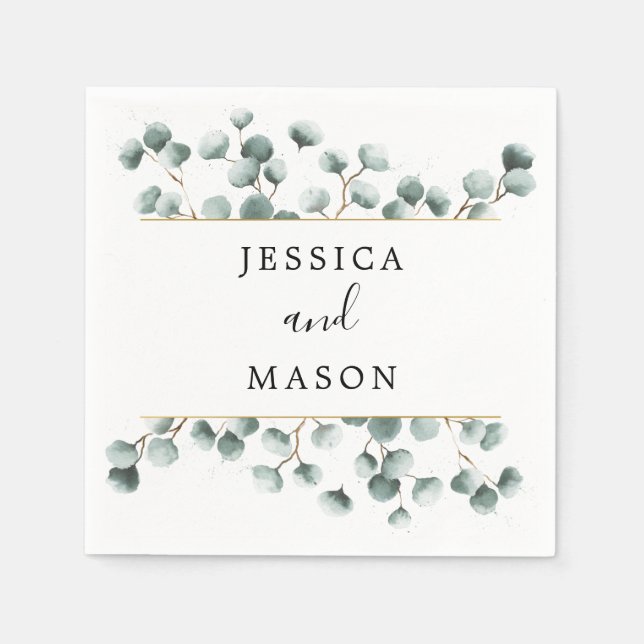 Servilleta De Papel Eucalyptus Greenery Boda Cocktail Napkin (Anverso)
