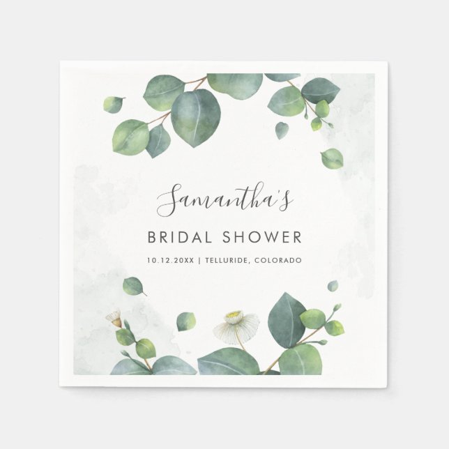 Servilleta De Papel Eucalyptus Greenery Bridal Shower Paper (Anverso)
