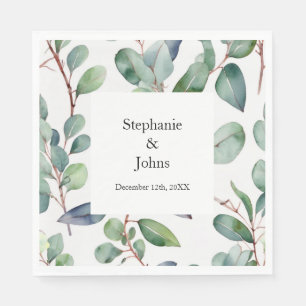 Servilleta De Papel Eucalyptus Greenery Dusty Blue Art Boda simple