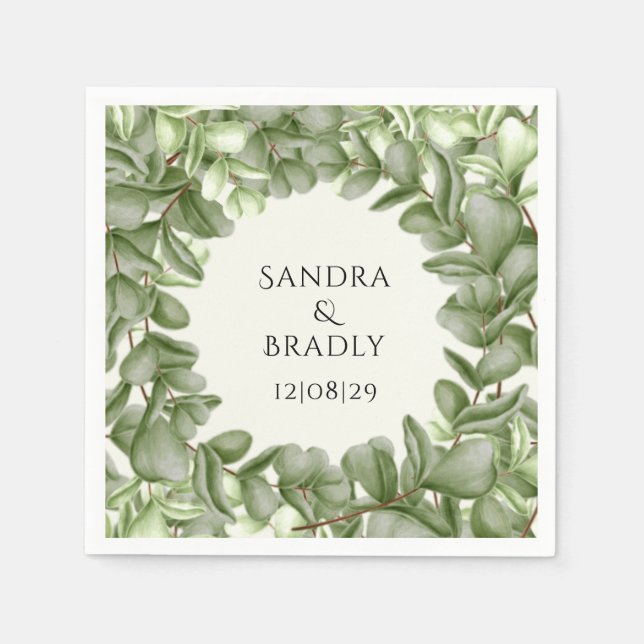 Servilleta De Papel Eucalyptus Greenery Foliage Wreath (Anverso)