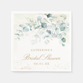 Servilleta De Papel Eucalyptus Greenery Gold Elegant Bridal Shower