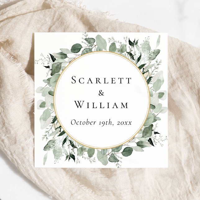 Servilleta De Papel Eucalyptus Greenery Gold Sage Green Boda (Subido por el creador)