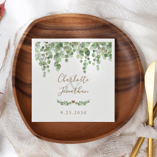 Servilleta De Papel Eucalyptus Greenery Modern Simple Boda Napkins (Subido por el creador)