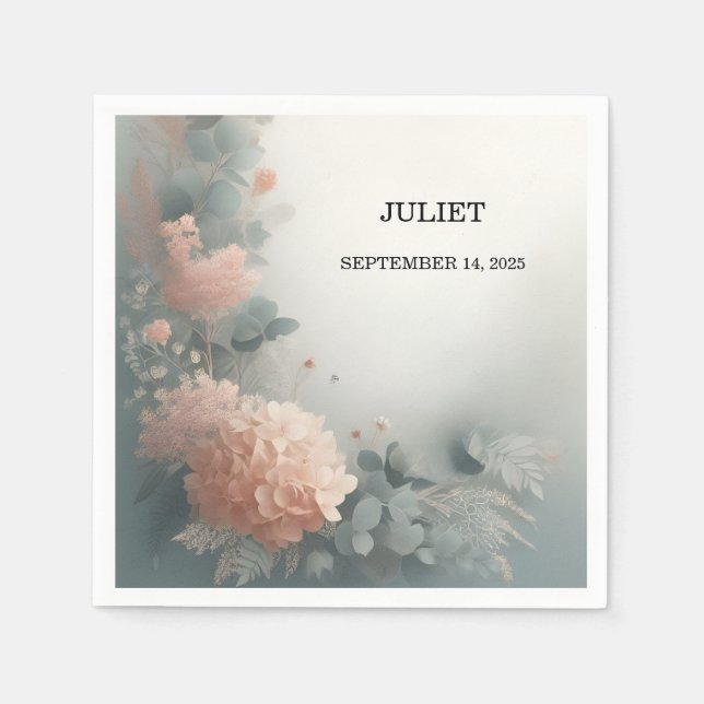 Servilleta De Papel Eucalyptus Lace Tulle Dusty Blue Bridal Shower (Anverso)