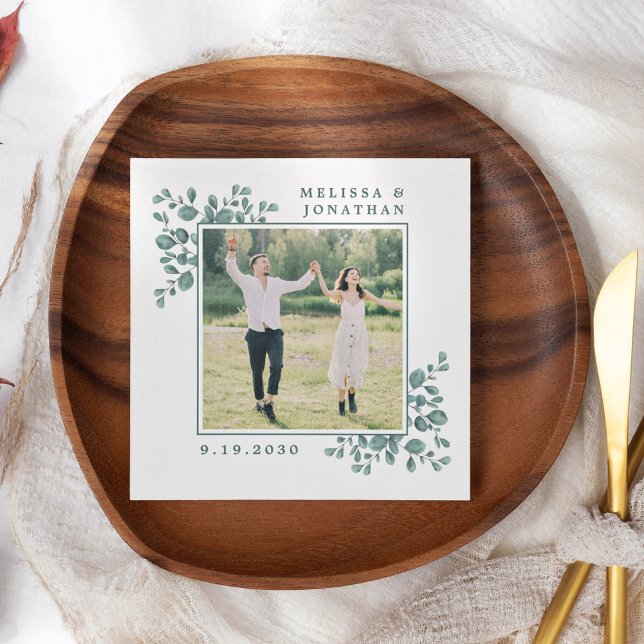 Servilleta De Papel Eucalyptus Personalizado Foto Boda de hojas botáni (Subido por el creador)