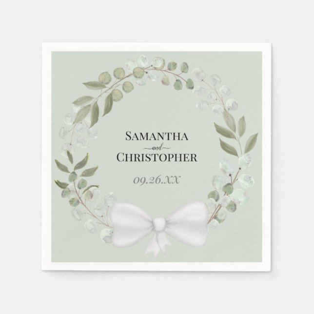 Servilleta De Papel Eucalyptus ruso Wreath Elegante Boda Verde (Anverso)