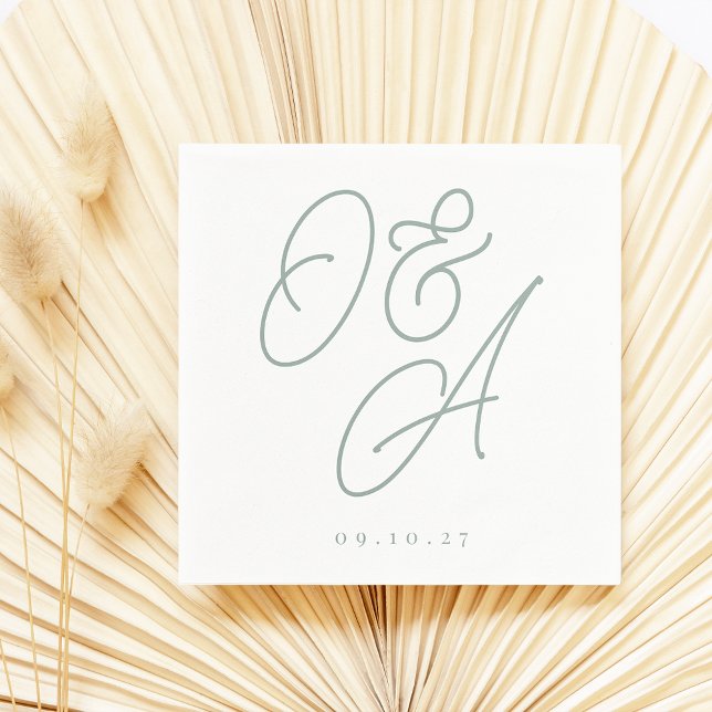 Servilleta De Papel Eucalyptus | Script Watermark Monogram Boda (Subido por el creador)