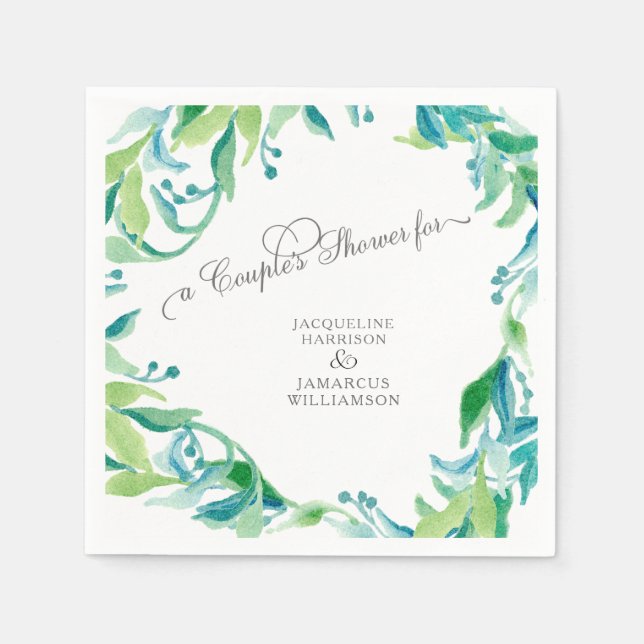 Servilleta De Papel Eucalyptus Seed Leaf Laurel Wreath Boho Parejas (Anverso)