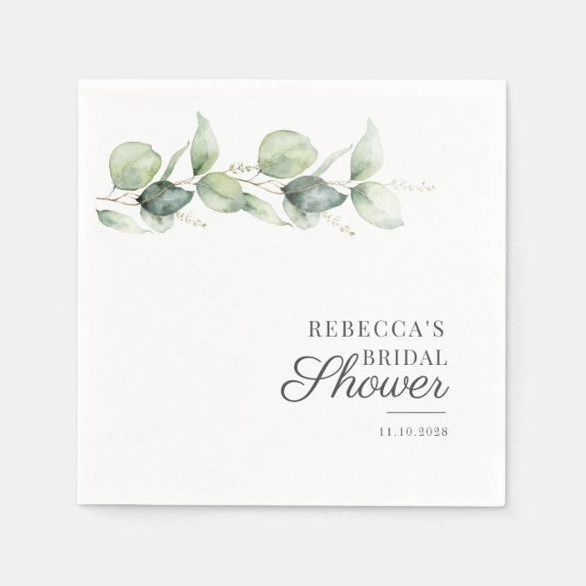 Servilleta De Papel Eucalyptus Succulum Botanical Bridal Shower (Anverso)