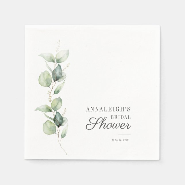 Servilleta De Papel Eucalyptus Succulum Bridal Shower Papel moderno (Anverso)