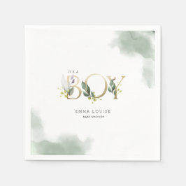 Servilleta De Papel Eucalyptus verde es un niño Baby Shower