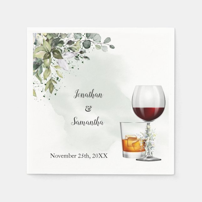 Servilleta De Papel Eucalyptus Wine & Bourbon Wedding (Anverso)