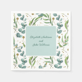 Servilleta De Papel Eucalyptus Y Boda De Pareja De Oro