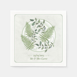 Servilleta De Papel Eucalyptus y Fern Rings Boda Papel Napkin