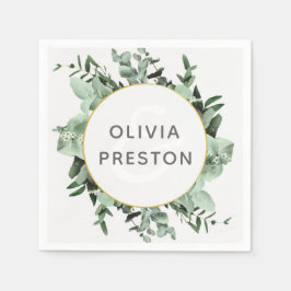 Servilleta De Papel Eucalyptus y Greenery Watercolor Boda