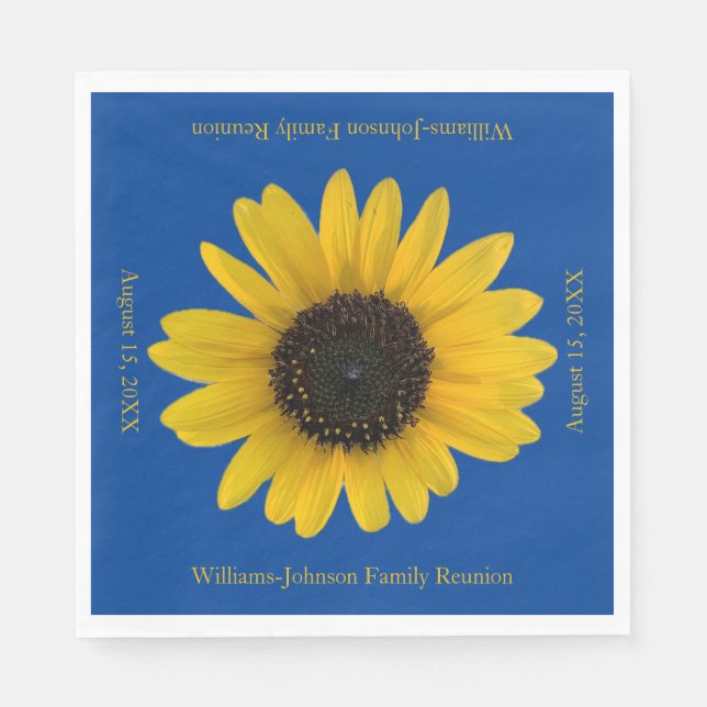 Servilleta De Papel Evento azul personalizado de girasol (Anverso)