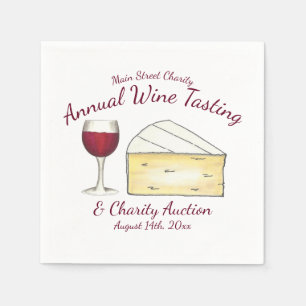 Servilleta De Papel Evento benéfico de quesos con vidrio de vino rojo