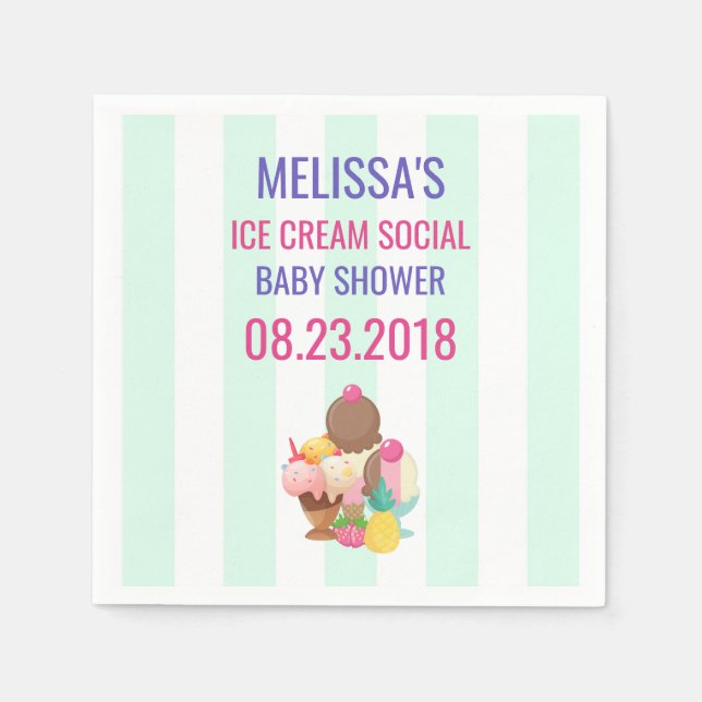 Servilleta De Papel Evento de Baby Shower social de Ice Cream (Anverso)