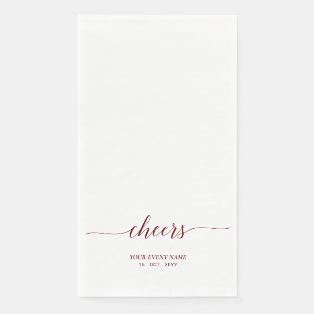 Servilleta De Papel Evento de bienvenida maroon Red Elegant Script Let (Anverso)