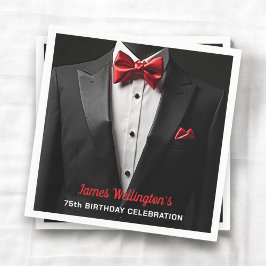 Servilleta De Papel Evento de cumpleaños Black and Red Tuxedo