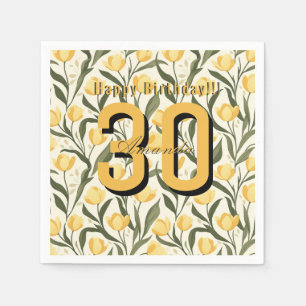 Servilleta De Papel Evento de cumpleaños minimalista con tema de tulip