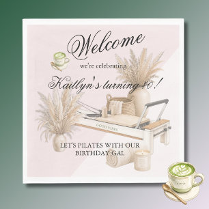 Servilleta De Papel Evento de cumpleaños número 40 de Pilates y Matcha