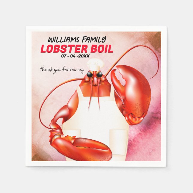 Servilleta De Papel Evento de Lobster Chef Seafood (Anverso)