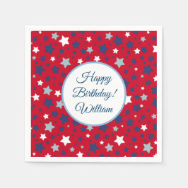Servilleta De Papel Evento Fiesta de julio Personalización Nombre Rojo