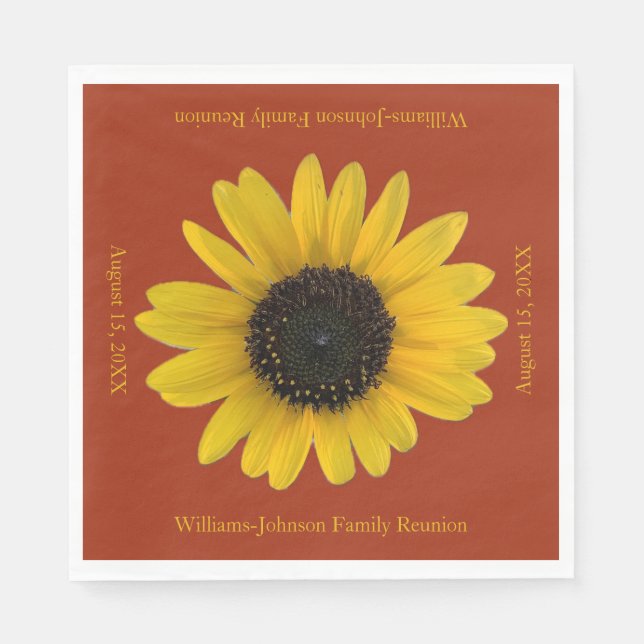 Servilleta De Papel Evento rojo personalizado de girasol (Anverso)